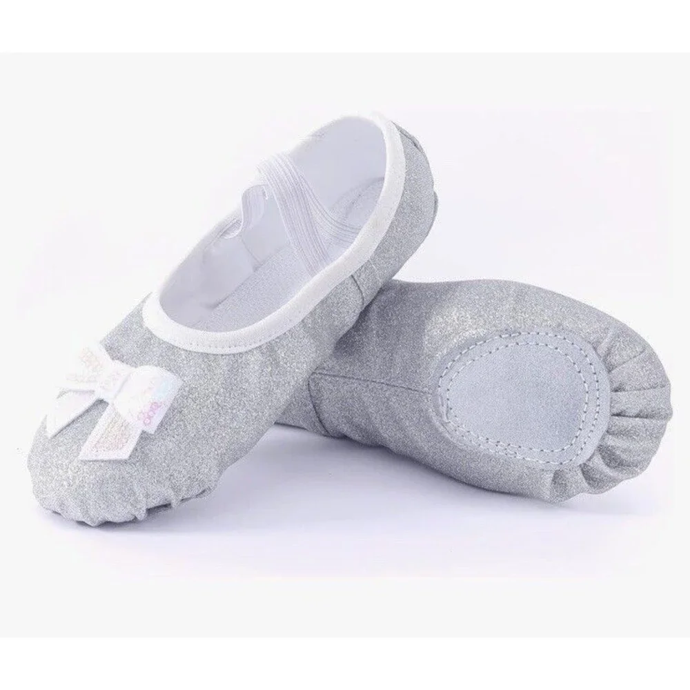 Ballet Dance Girl Shoes Slippers Flats Silver Glitter Size 1, EU 35 Split Sole